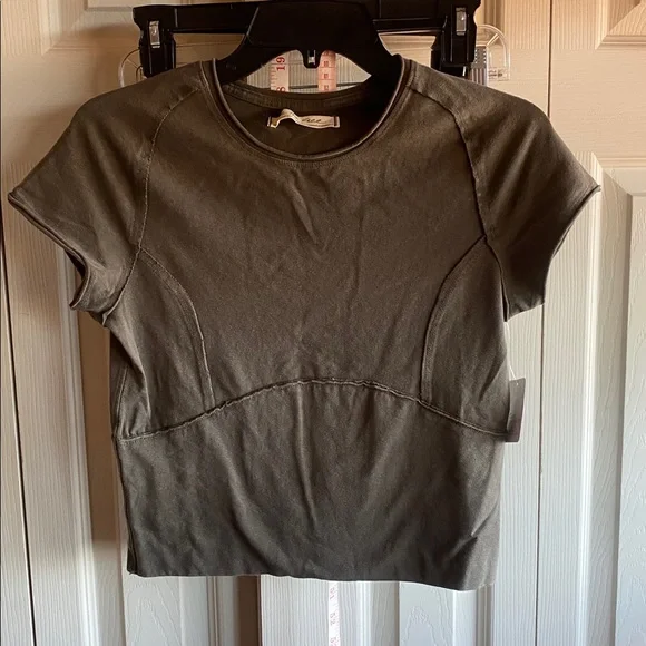 Free People NWT Protagonist WTF Distressed Brown Stretch Cotton Baby Tee Xl - Picture 3 of 12
